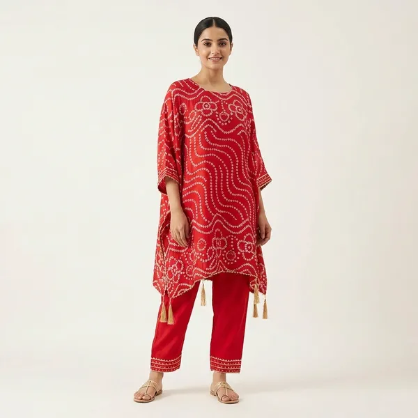 Red_Bandhani_Print_Traditional_Suit_Set_With_Tassel_Details