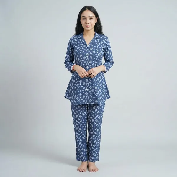 Easy_Breezy_Cotton_Dark_Blue_Four_Petals_Flower_Co-ord_Set