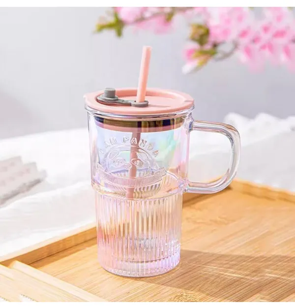 Panda_Glass_Mug_With_Straw_Lid_400_ml_-_Pink