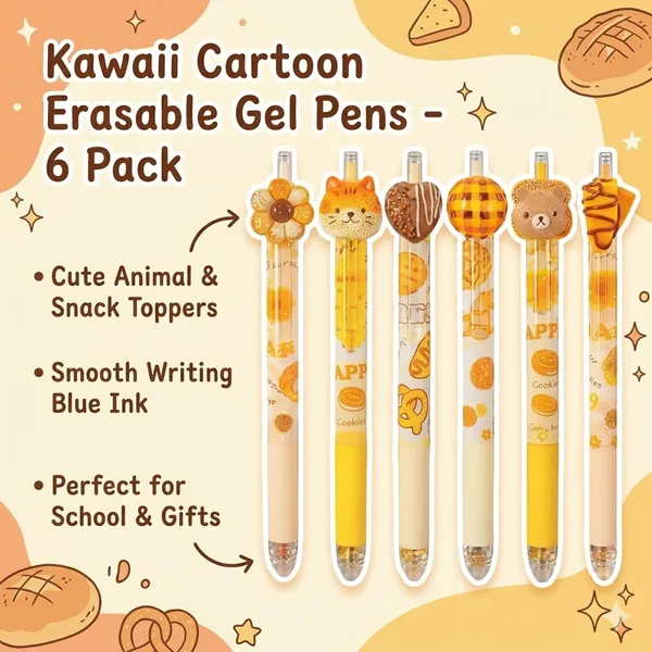 Kawaii_Cute_Homemade_Cookie_Erasable_Gel_Pens_Pack_Of_6Pcs