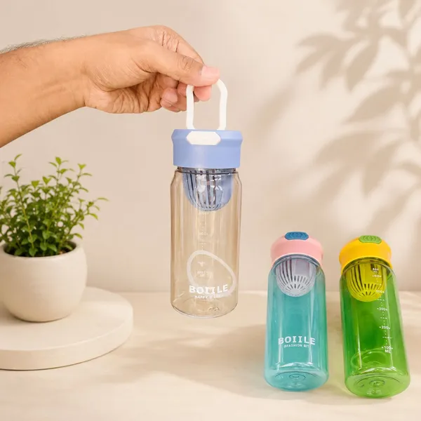 BOIILE_Infuser_Water_Bottle_–_650ml_with_Fruit_Infuser_&_Carry_Loop_-_Pack_of_2_-_Mix_Color