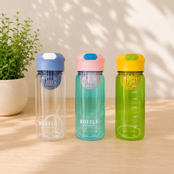 BOIILE_Infuser_Water_Bottle_–_650ml_with_Fruit_Infuser_&_Carry_Loop_-_Pack_of_2_-_Mix_Color