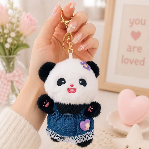Denim_Dress_Panda_Plushie_Keychain_–_Kawaii_Bag_Charm