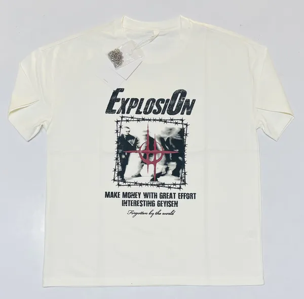 Explosion_Graphic_T-Shirt_-_Cream/Off-White_Unisex_Tee_With_Barbed_Wire_Design