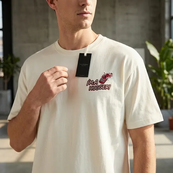 I'M_A_Hugger_White_Graphic_Print_T-Shirt