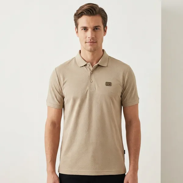 Men's_Beige_Polo_T-Shirt_With_Short_Sleeves