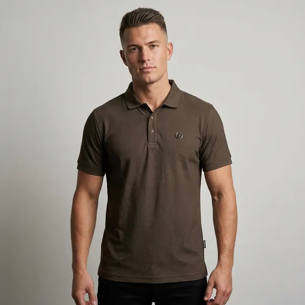 Olive_Green_Textured_Polo_T-Shirt_For_Men