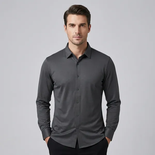 Men's_Dark_Gray_Full_Sleeve_Semi_Formal_And_Formal_Shirt