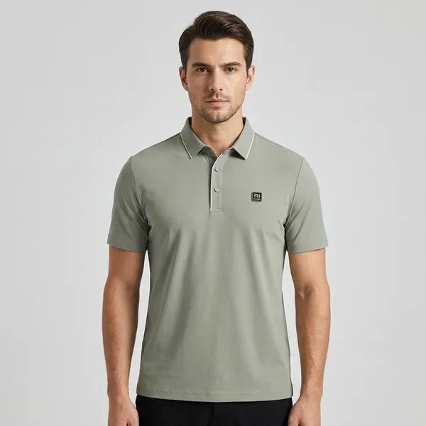 Men's_Olive_Green_Polo_T-Shirt_With_Collar_And_Button_Placket