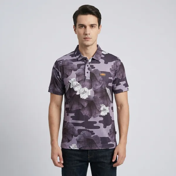 Floral_Print_Short_Sleeve_Polo_Shirt_For_Men