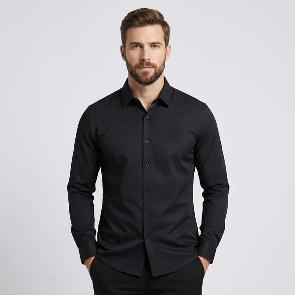 Men's_Semi_Formal_And_Formal_Black_Full_Sleeve_Shirt_With_Chest_Pocket