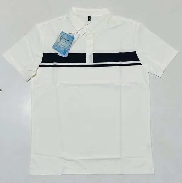 Men's_White_Polo_T-Shirt_With_Navy_Blue_Stripe