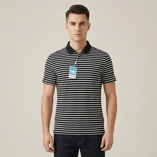Black_And_White_Horizontal_Striped_Polo_T-Shirt