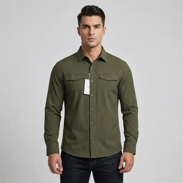 Olive_Green_Full_Sleeve_Semi_Formal_And_Formal_Shirt_For_Men
