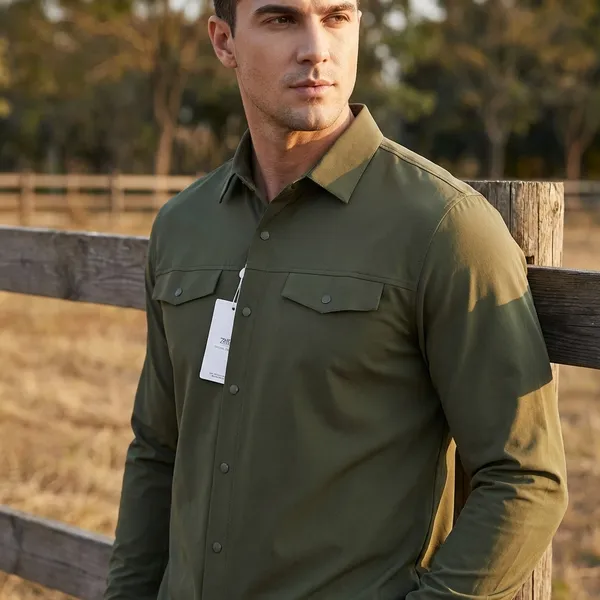 Olive_Green_Full_Sleeve_Semi_Formal_And_Formal_Shirt_For_Men