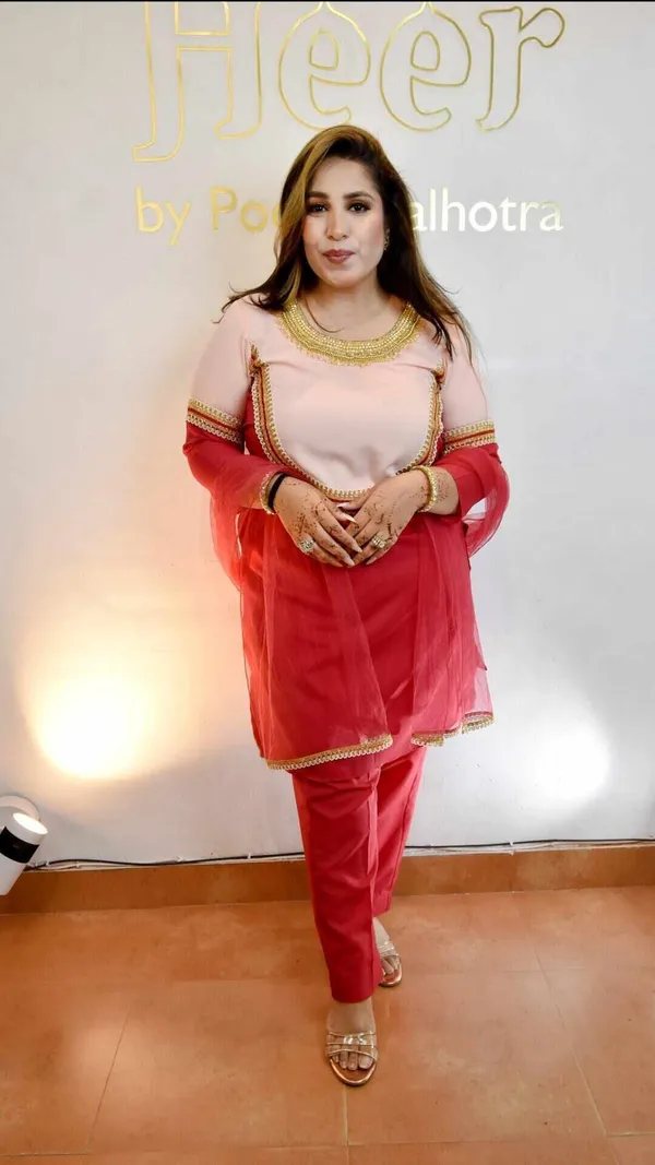 Peach_And_Red_Suit_With_Net_Dupatta