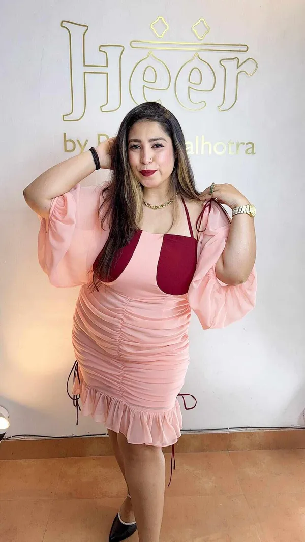Peach_Maroon_Georgette_Dress