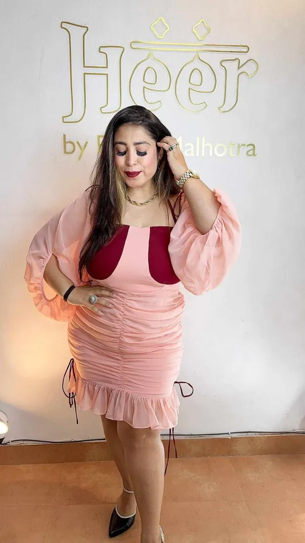 Peach_Maroon_Georgette_Dress