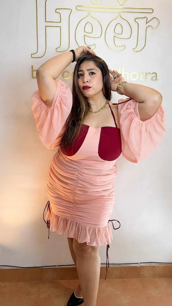 Peach_Maroon_Georgette_Dress