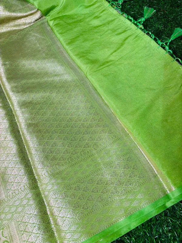 Parrot_Green_Chinia_Silk_Saree_With_Silver_Zari_Weaving_And_Traditional_Floral_Jal_Work