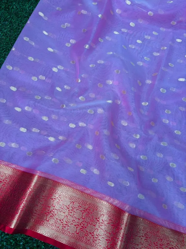 Pink_Chanderi_Silk_Saree_With_Silver_Zari_Border_And_Butta_Work
