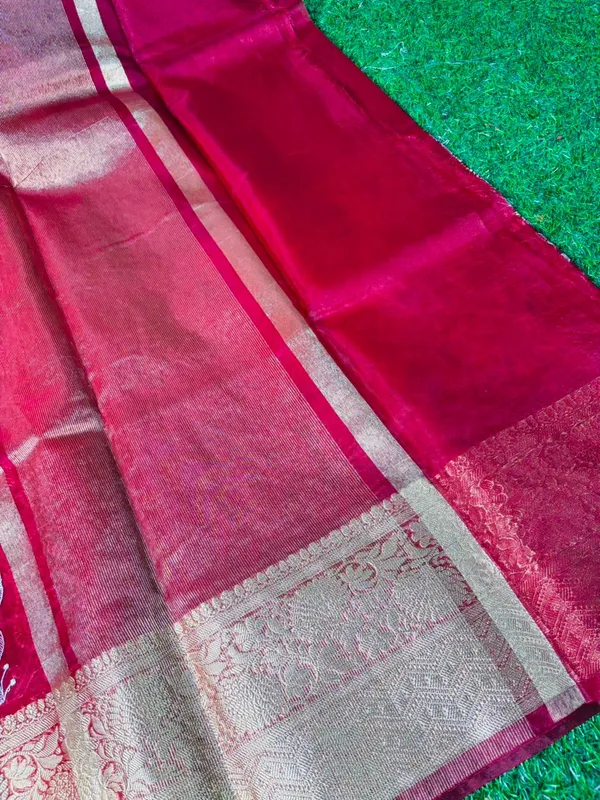 Maroon_Organza_Silk_Chikan_Kari_Work_Banarasi_Saree