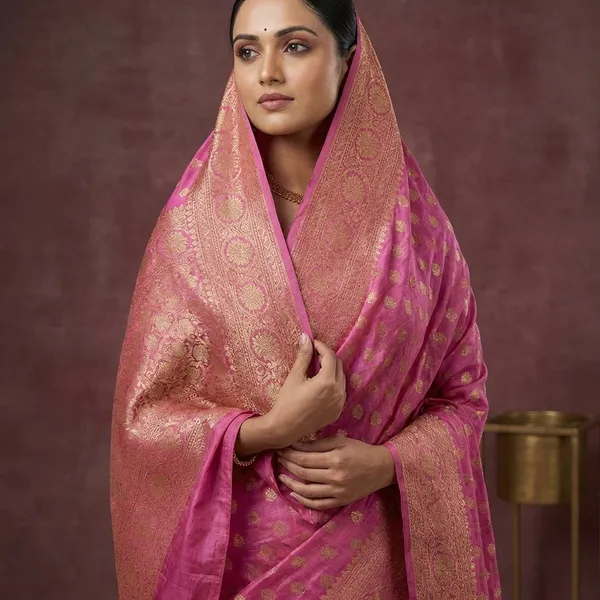 Vibrant_Pink_Khaddi_Buti_Georgette_Silk_Saree_Boldly_Combines_Traditional_Craftsmanship_With_Provocative_Elegance