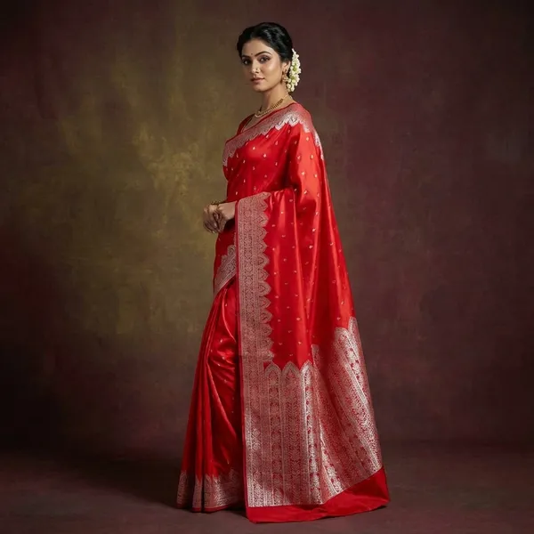 Vibrant_Red_Breathable_Mashru_Katan_Silk_Heritage_Weave_Banarasi_Saree
