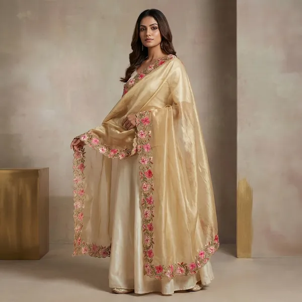 Off-White_Organza_Saree_With_Pink_Floral_Embroidered_Border