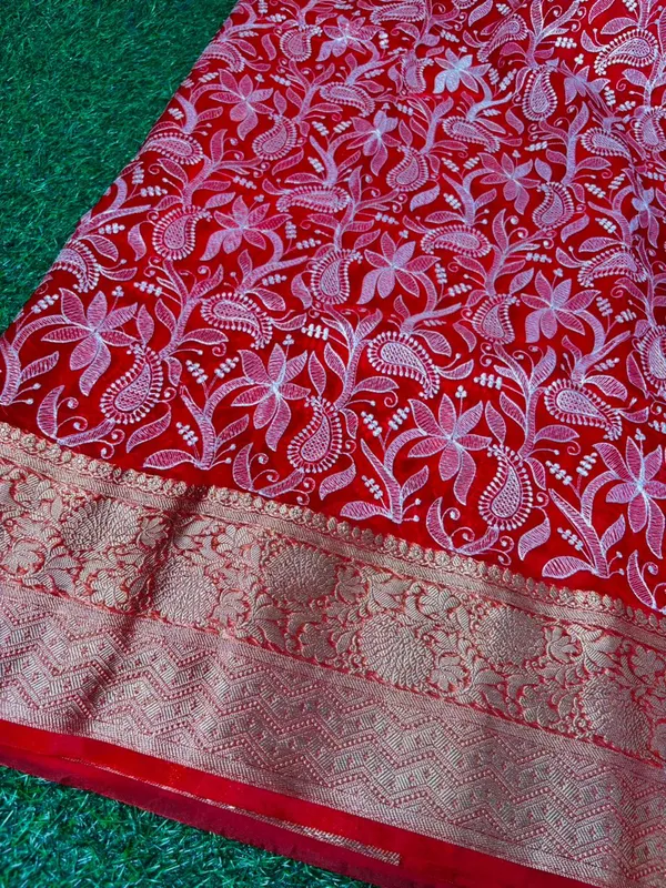 Red_Organza_Silk_Chikan_Kari_Work_Banarasi_Saree