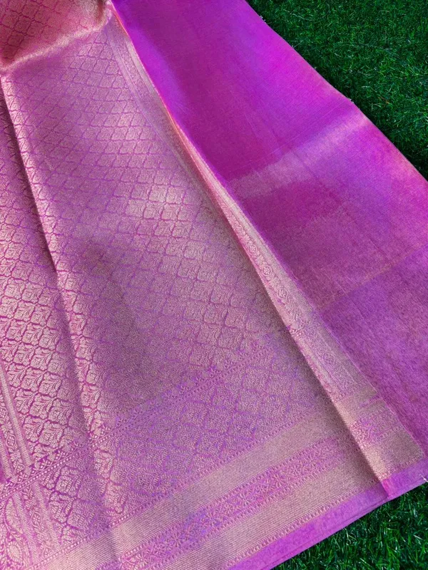 Pink_Breathable_Tissue_Silk_Banarasi_Saree_With_Rich_Pallu_And_Blouse