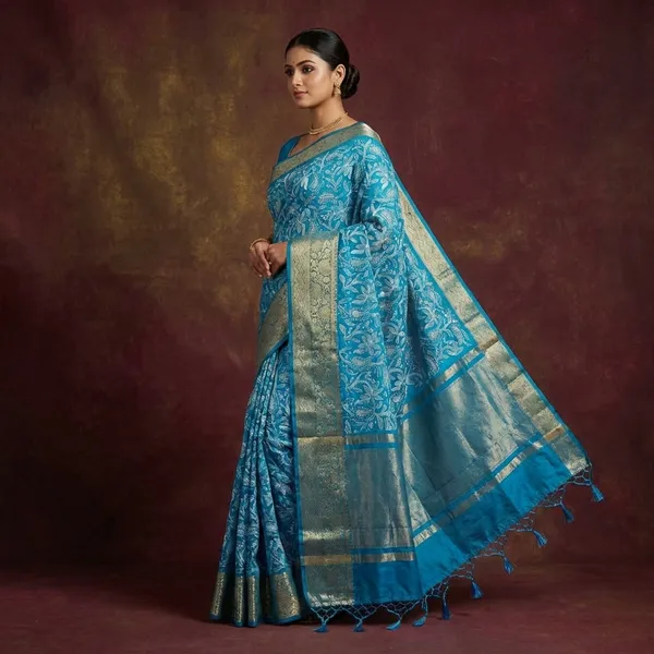 Sky_Blue_Organza_Silk_Chikan_Kari_Work_Banarasi_Saree