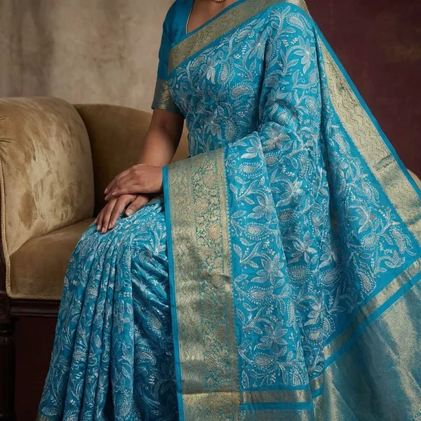 Sky_Blue_Organza_Silk_Chikan_Kari_Work_Banarasi_Saree