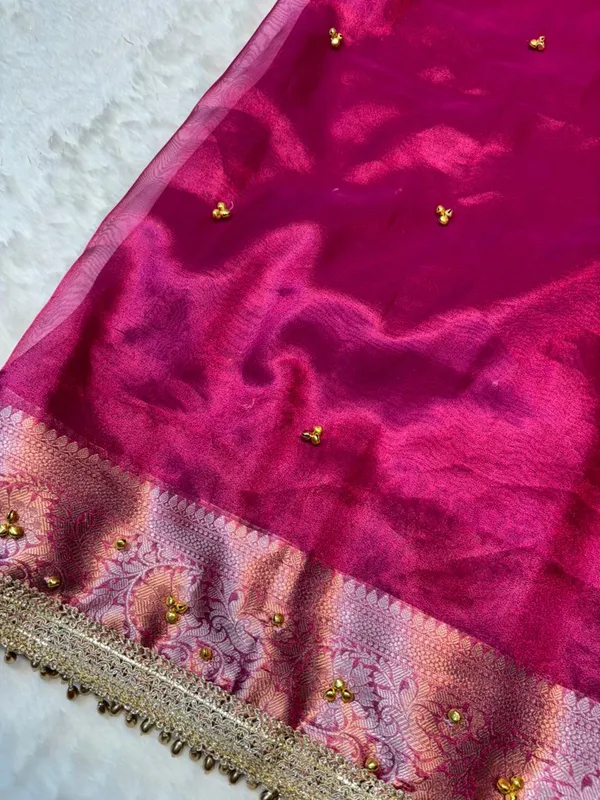 MATALLIC_PINK_KORA_TISSUE_VIRAL_GHUNGROO_SAREE