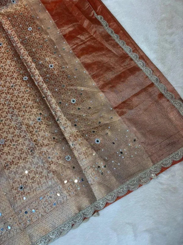 PEACK__KORA_TISSUE_MIRROR_WORK_BANARASI_SAREE