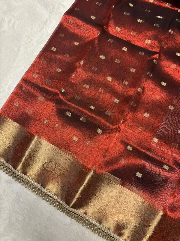 MATALLIC_RED_TISSUE_SILK_SAREE_WITH_HEAVY_JARKAN_LACE_WORK