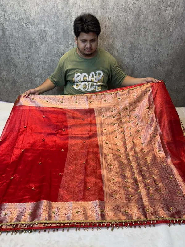 MATALLIC_RED_KORA_TISSUE_VIRAL_GHUNGROO_SAREE