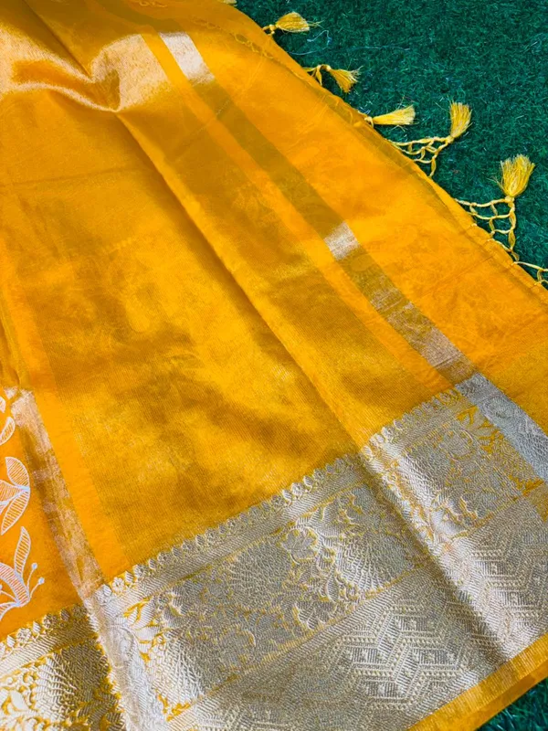 Yellow_Organza_Silk_Chikan_Kari_Work_Banarasi_Saree