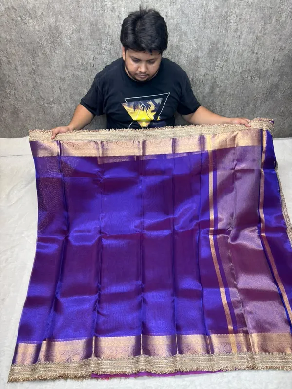 PURPLE_COLOUR_LACE_WORK_BANARASI_TISSUE_SILK_SAREE