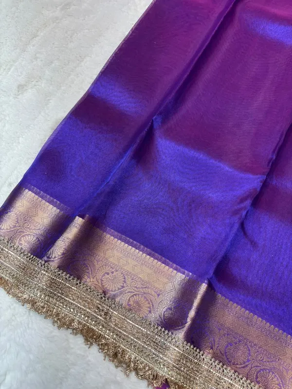 PURPLE_COLOUR_LACE_WORK_BANARASI_TISSUE_SILK_SAREE