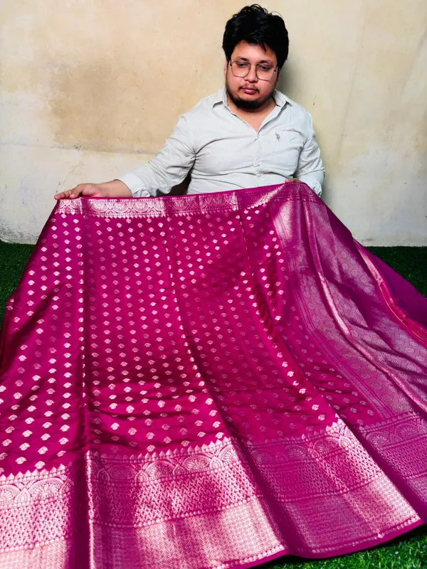 Rama_Pink_Banarasi_Chinia_Silk_Saree_With_Zari_Work