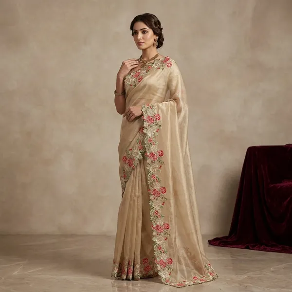 Golden_Tissue_Silk_Crochet_Work_Banarasi_Saree