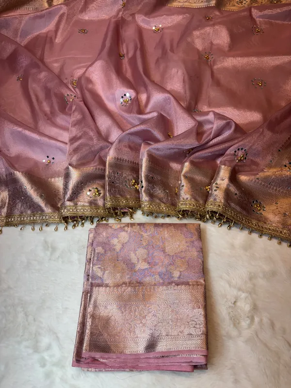 Rose_pink_KORA_TISSUE_ghunghroo_and_MIRROR_WORK_BANARASI_SAREE