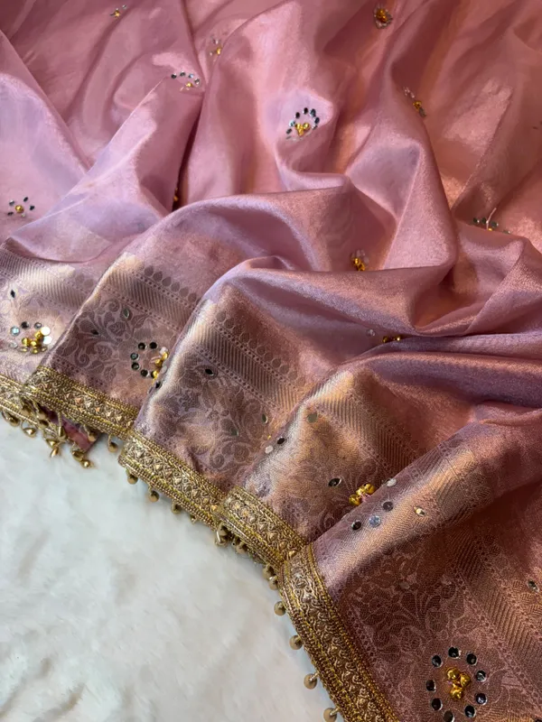 Rose_pink_KORA_TISSUE_ghunghroo_and_MIRROR_WORK_BANARASI_SAREE