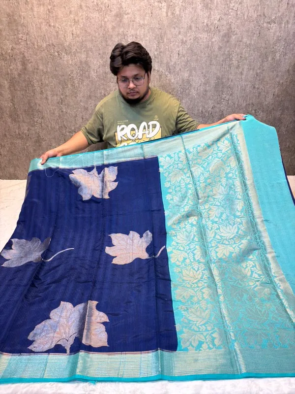 KATAN_SILK_FLORAL_EMBOSSED_MEENAKARI_BANARASI_SAREE