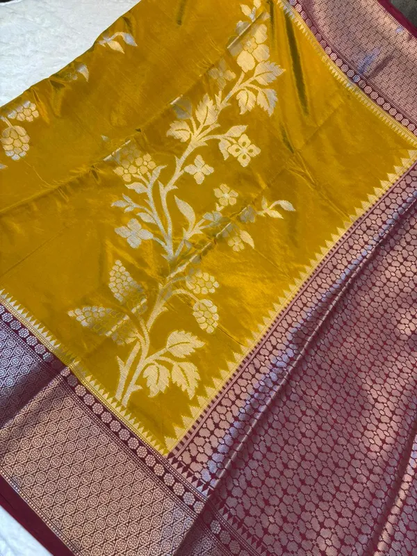 KATAN_SILK_FLORAL_EMBOSSED_MEENAKARI_BANARASI_SAREE