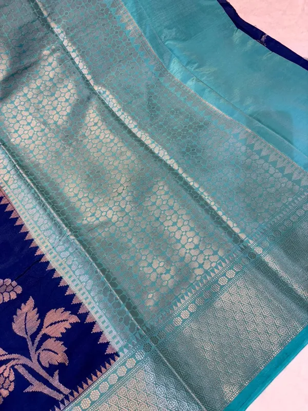 KATAN_SILK_FLORAL_EMBOSSED_MEENAKARI_BANARASI_SAREE
