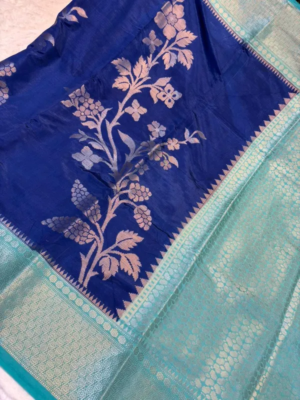 KATAN_SILK_FLORAL_EMBOSSED_MEENAKARI_BANARASI_SAREE
