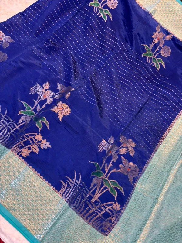 KATAN_SILK_FLORAL_EMBOSSED_MEENAKARI_BANARASI_SAREE