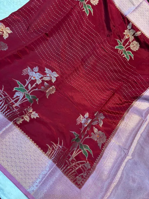 KATAN_SILK_FLORAL_EMBOSSED_MEENAKARI_BANARASI_SAREE